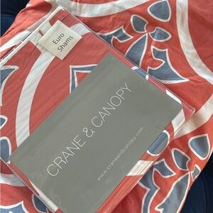 Crane & Canopy Coral and Navy Duvet & 2 Euro Shams - King